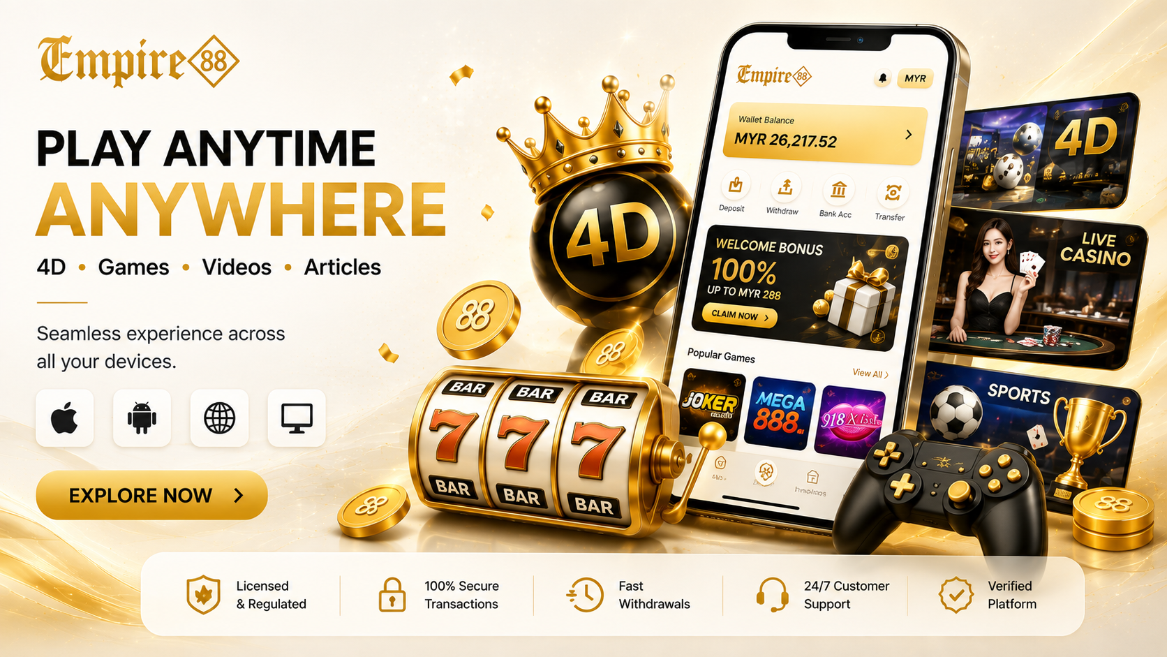 Empire88 — play anytime, anywhere across 4D, games, videos and articles.